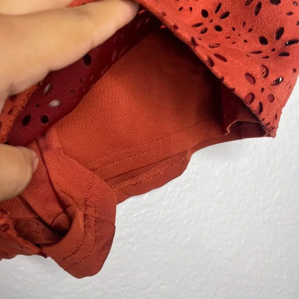 Forever 21 Womens Shorts Size S Burnt Orange Floral Short Shorts Pull On - Picture 11 of 13